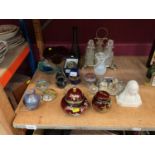 Sundry items, including paperweights (Mdina, Wedgwood, etc), Carlton Ware, silver plate