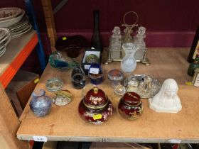 Sundry items, including paperweights (Mdina, Wedgwood, etc), Carlton Ware, silver plate
