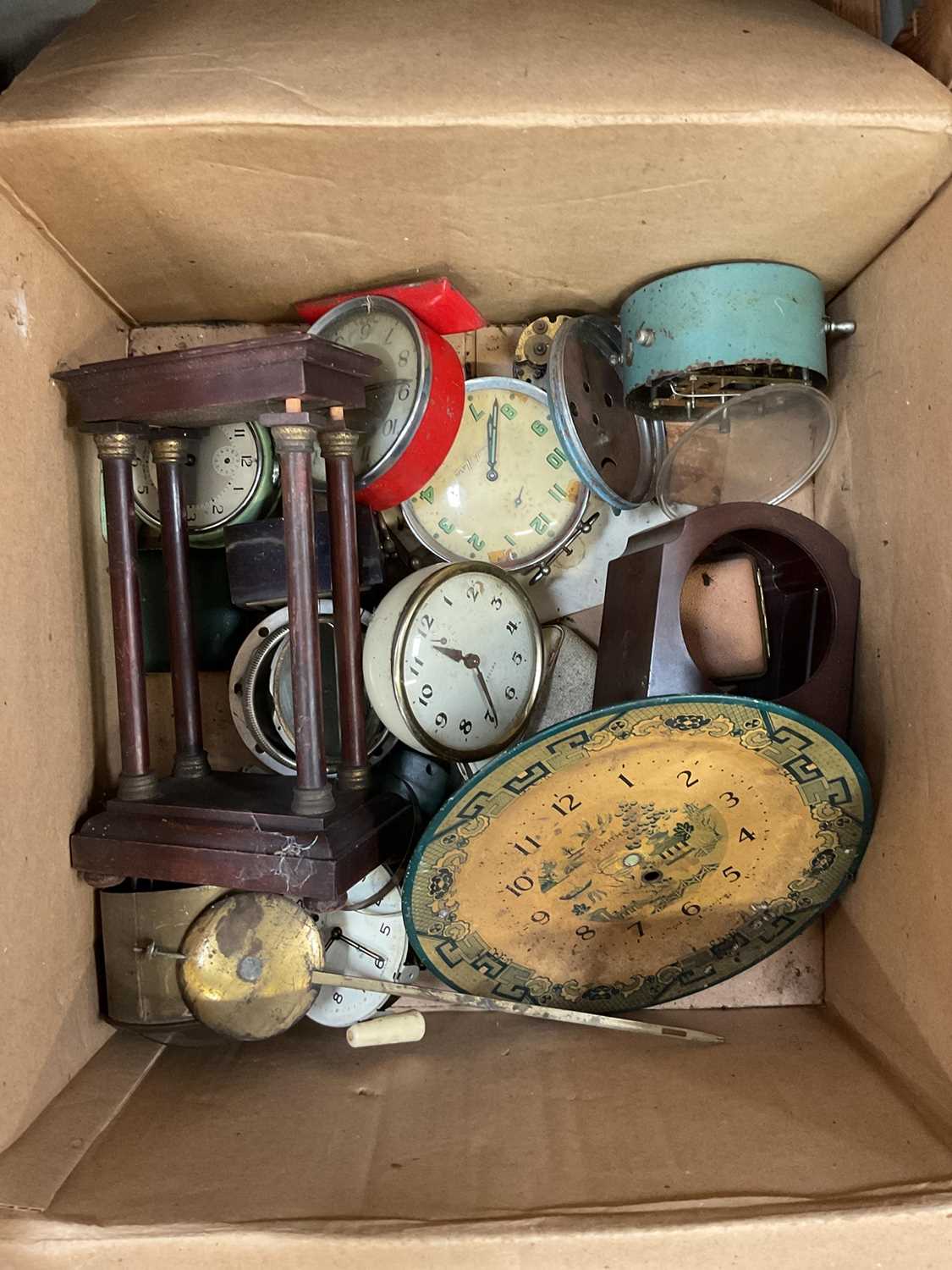 Two boxes of clocks, mostly spares and repairs - Image 2 of 2
