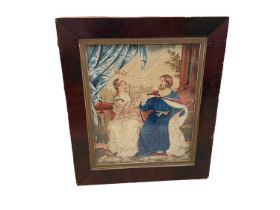 Victorian mahogany framed woolwork picture, Don Butlin oil of Dunwich and five other pictures