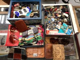 Sewing accessories, buttons, vintage bags and purses, sunglasses and other accessories