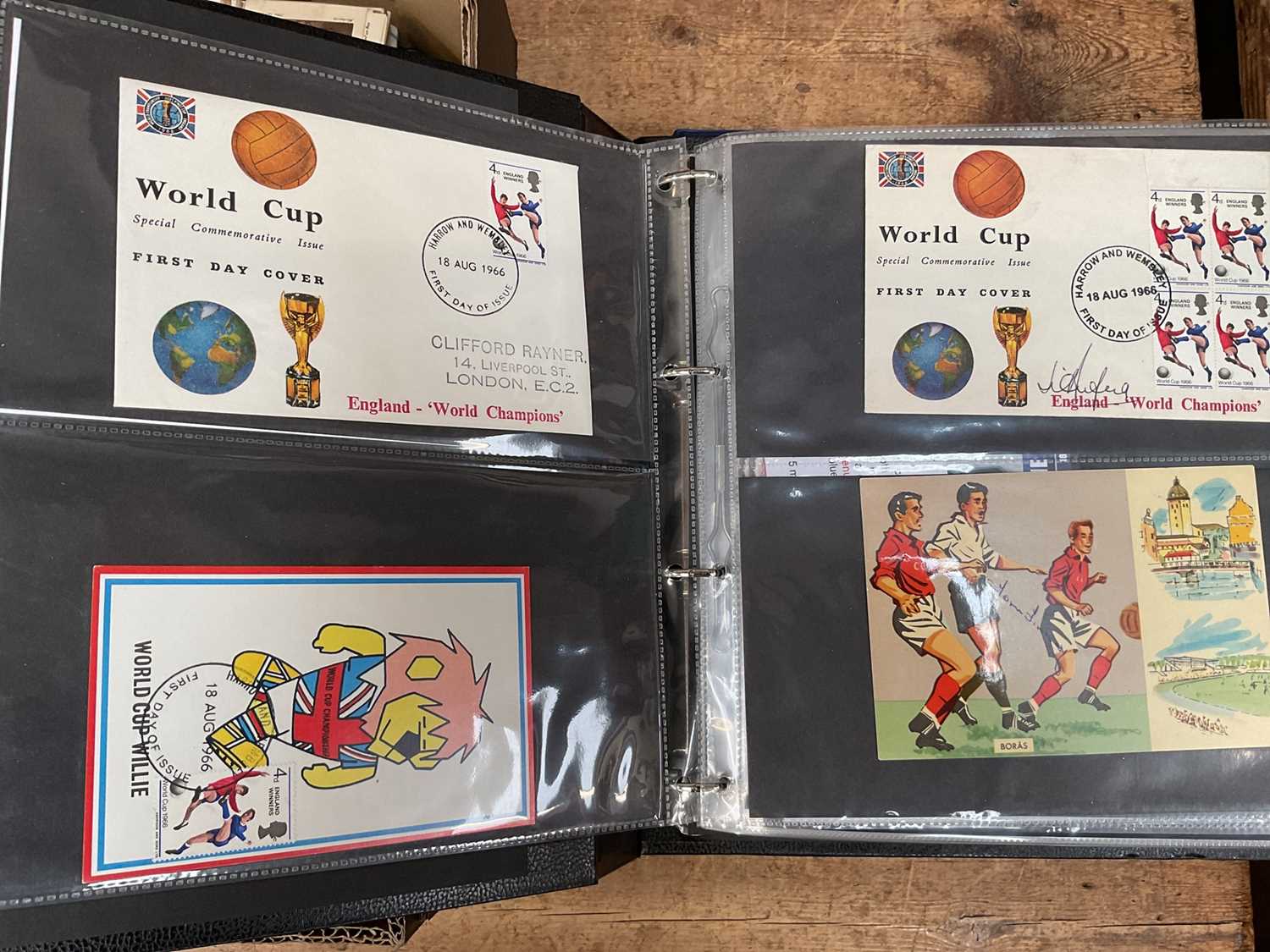 Two albums of football covers, some signed