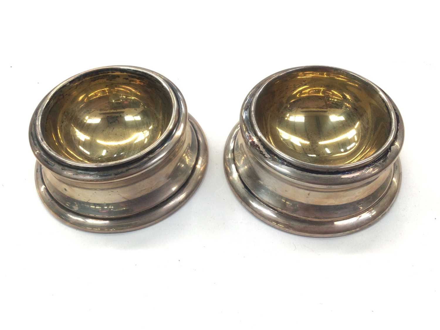 Pair of silver salts with gilt interiors (London 1899) maker Edward Barnard & Sons Ltd