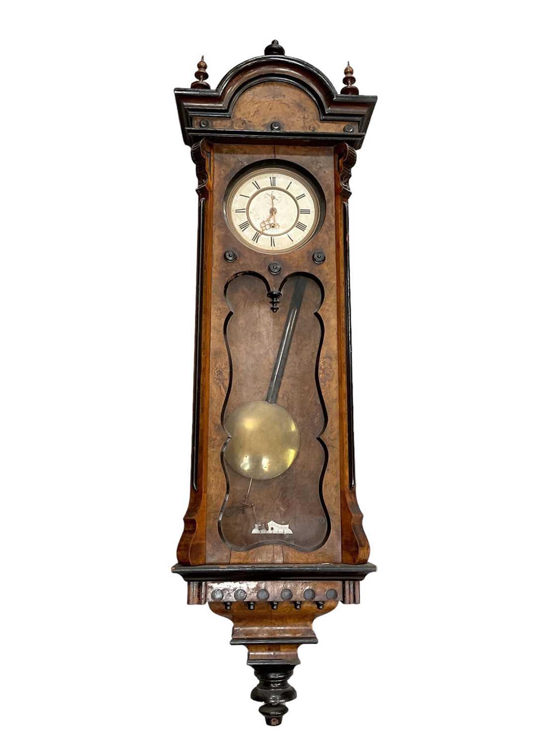 Antique Vienna regulator walnut cased wall clock