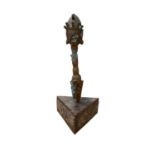 Tibetan ritual dagger/Phurba on stand, total height 35cm