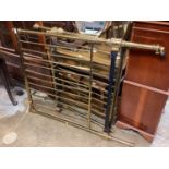 Brass and iron single bed with side irons and spring base