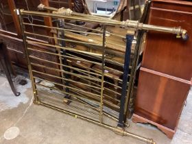 Brass and iron single bed with side irons and spring base