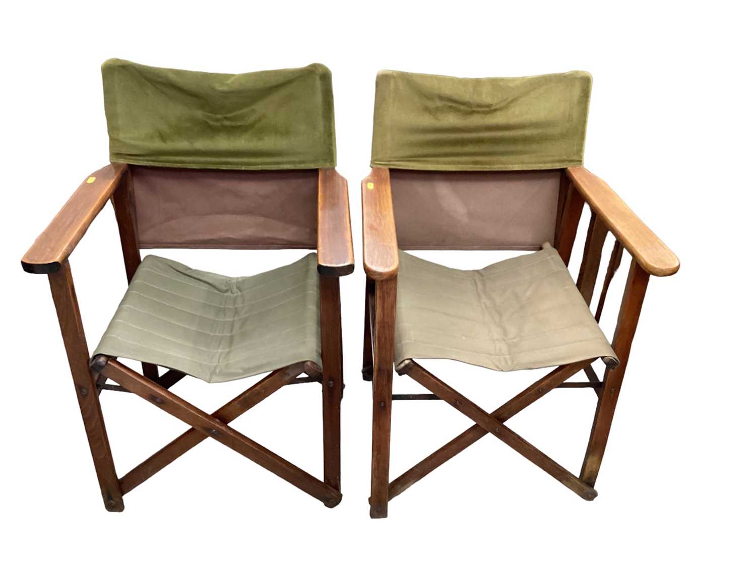 Three old plywood school chairs together with two folding directors chairs - Bild 3 aus 3