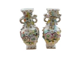 Pair 19th century Coalbrookdale vases