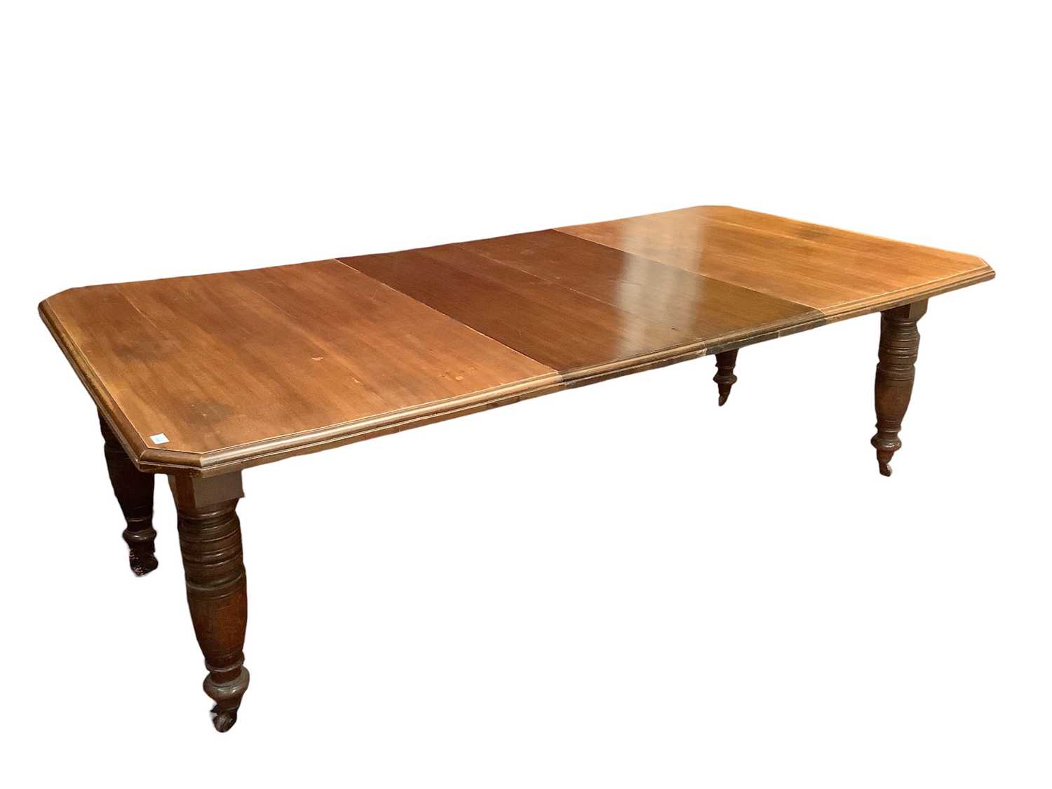 Large Edwardian oak extending dining table