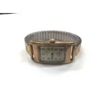 Art Deco Gentlemens Cyma 9ct gold cased wristwatch in tank shaped case