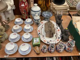 Graduated set of Masons Ironstone jugs, Spode six place teaset and other ceramics and sundries.