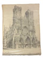 William Monk (1863-1937) pencil, Norte Dame Cathedral, signed, 70 x 51cm