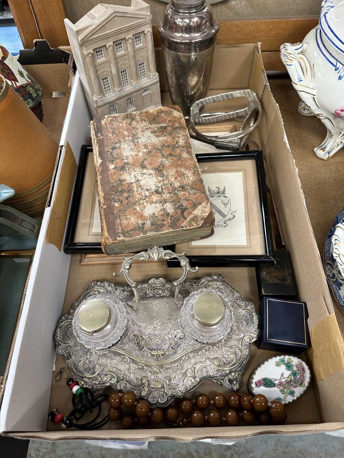 Group of mixed items to include 18th/19th armorial engravings, model cars, silver plate and sundries - Image 2 of 3