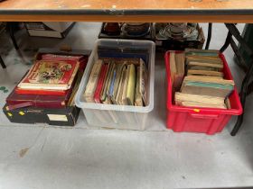 Three boxes of children's annuals and board games (3)