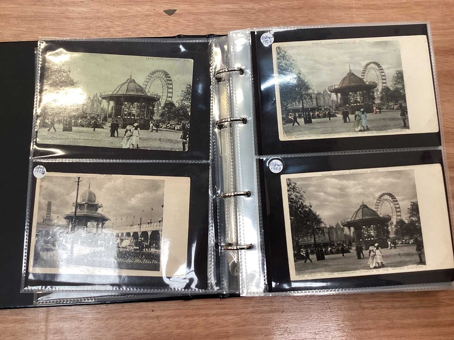 Postcards in three albums including ferris wheels, royalty, topography, Torquay, overseas etc. - Image 4 of 4