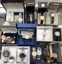 Various wristwatches including Rotary gold plated calendar watch in box, Citizen, Sekonda, Tissot, T
