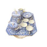 Blue Crown Derby tea set with tray