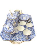 Blue Crown Derby tea set with tray