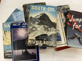 Group of vintage exploration and mountaineering books