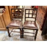 Pair of oak dining chairs with drop in seats