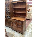 Oak Old Charm-style dresser with carved decoration 90cm wide, 177cm high
