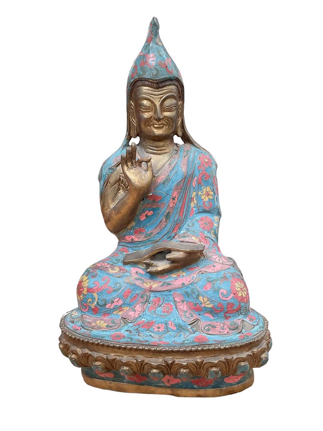 Tibetan cloisonné Buddha, 37cm high