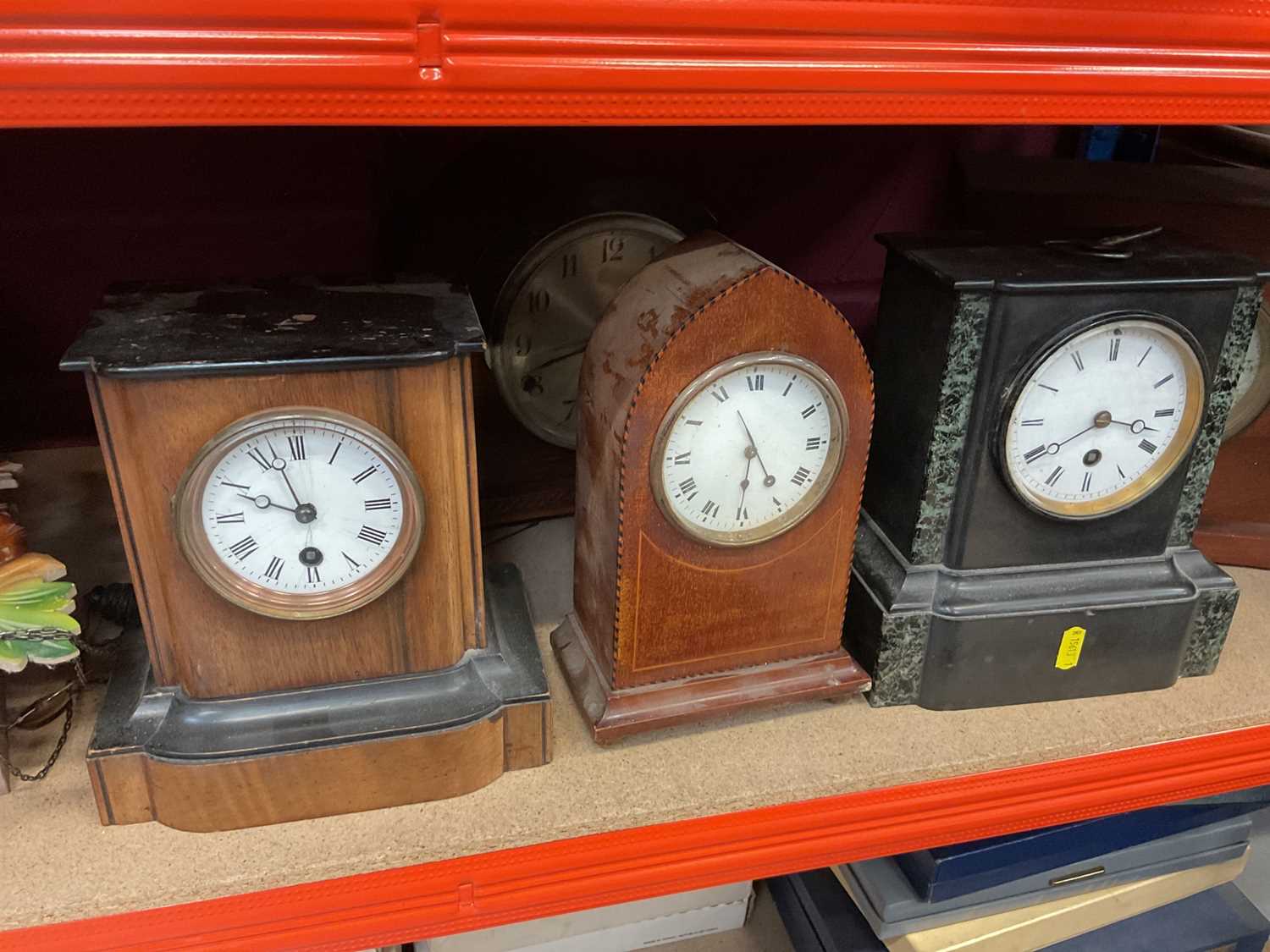 Group of clocks, including Victorian slate clock, cuckoo clocks, etc (1 shelf) - Image 3 of 3