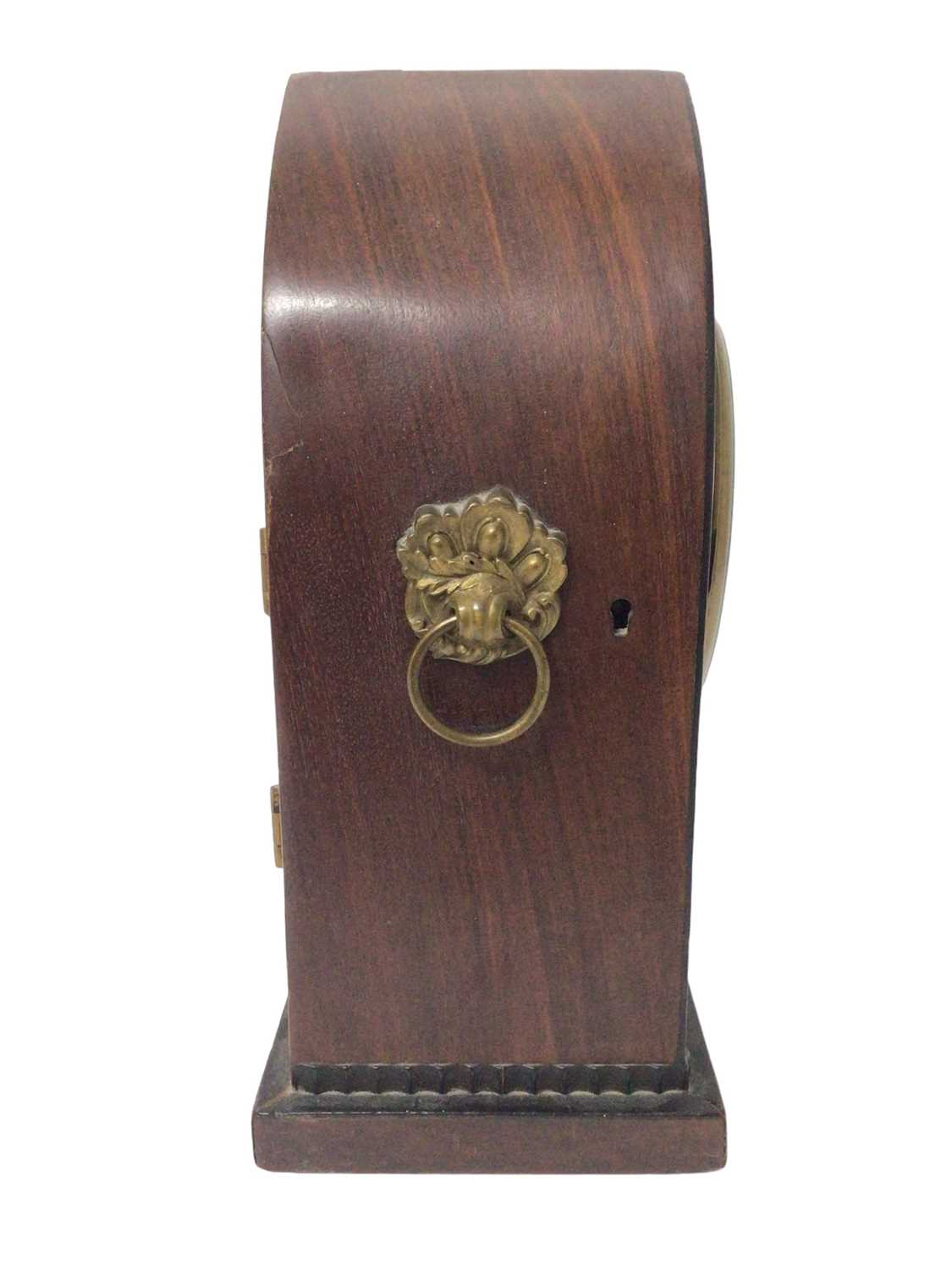 19th century mahogany and brass inlaid lancet shaped bracket clock - Image 4 of 6