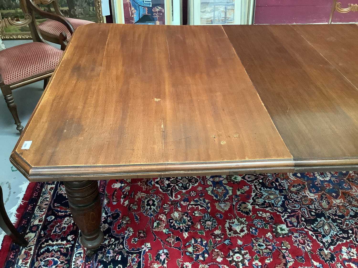 Large Edwardian oak extending dining table - Image 2 of 7