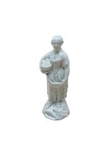 Pearlware figure of a young girl, in the white, circa 1790