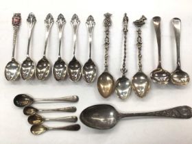 Group of various silver spoons