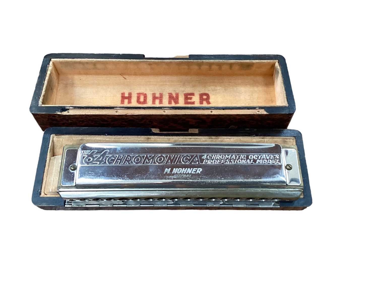 Hohner Chromonica in fitted case, cigarette cards, postcards, packs of playing cards, two children's