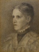 Attributed to Harriet Churchyard (1836-1927) charcoal - described as Portrait of Laura Churchyard P