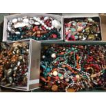 Quantity of costume jewellery, mostly bead necklaces