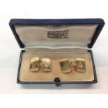 Pair of 9ct gold cufflinks with engraved initials (Birmingham 1956) in fitted case