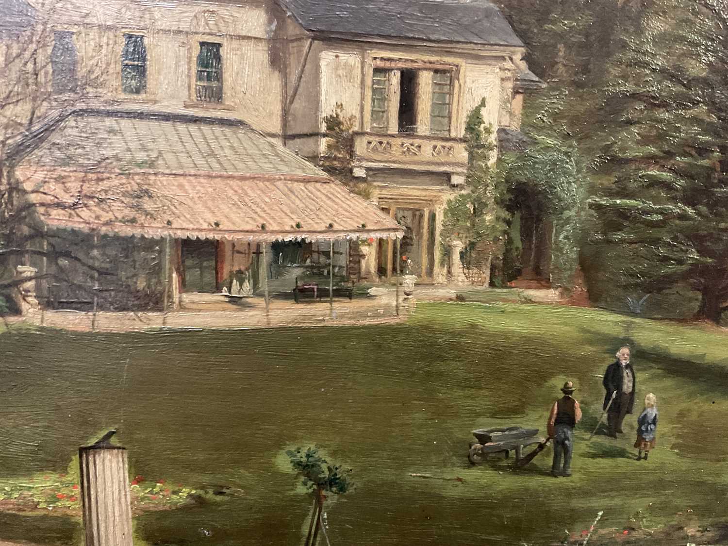 Oil on board country house and two further pictures - Image 2 of 5