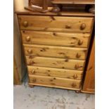 Modern pine chest of six drawers, 84cm wide, 43cm deep, 119cm high, together with a dressing table m