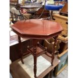 Edwardian walnut two tier occasional table with octagonal top