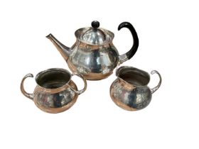 Eric Clements for Mappin & Webb, silver plated three piece teaset