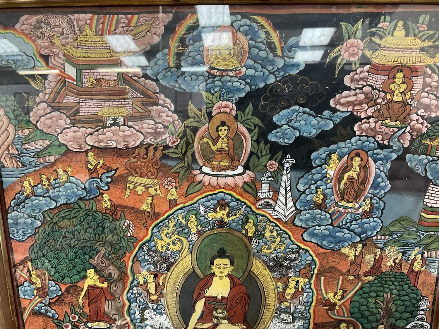 Tibetan thanka painted with deities - Image 2 of 4