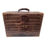 Vintage Mappin & Webb brown crocodile leather suitcase