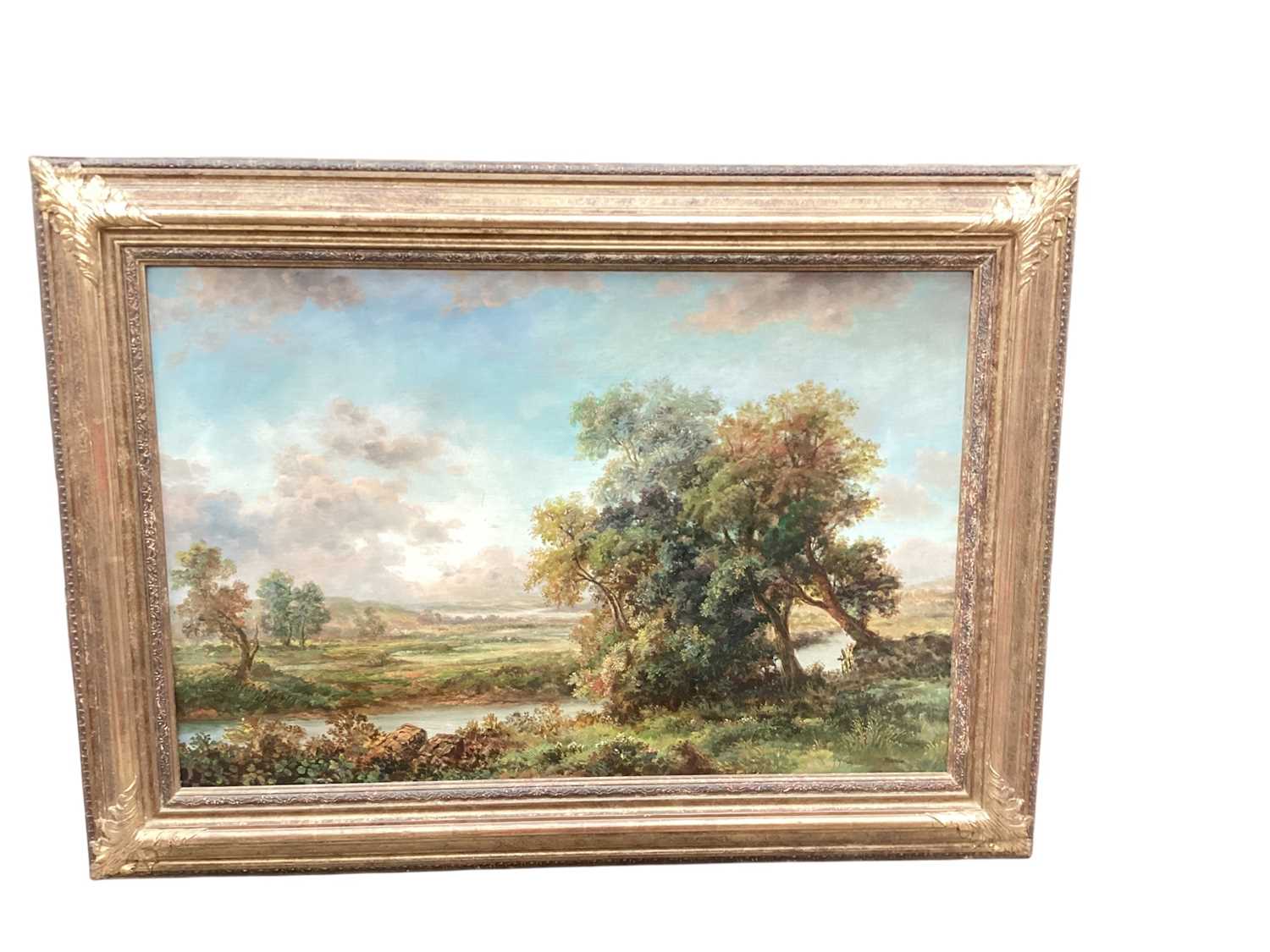 Victorian-style oil on canvas - Rural Landscape, in gilt frame