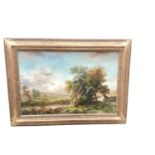 Victorian-style oil on canvas - Rural Landscape, in gilt frame