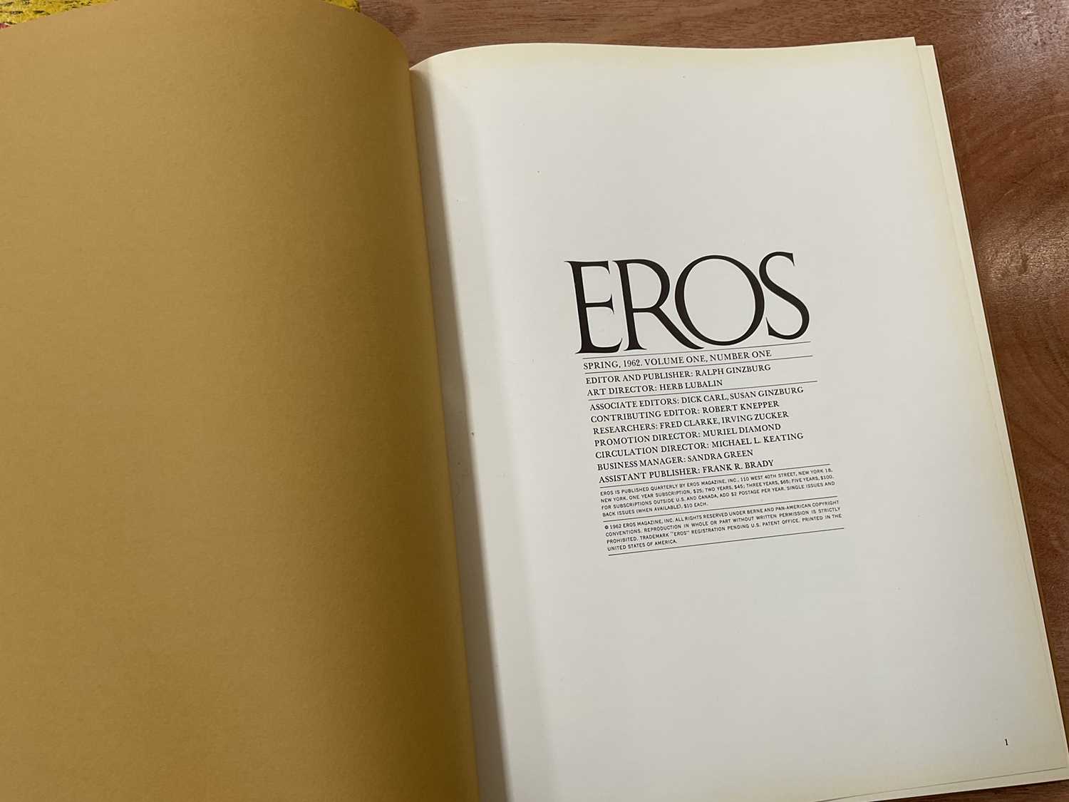 Four books - Eros, 1962, volume 1 numbers 1- 4, edited by Ralph Ginzburg - Image 2 of 3