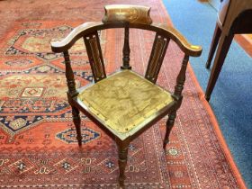 Edwardian children's corner chair by James Schoolbred, label to underside