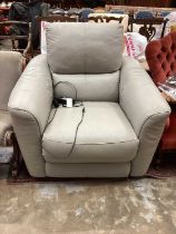 Contemporary electric reclining leather armchair