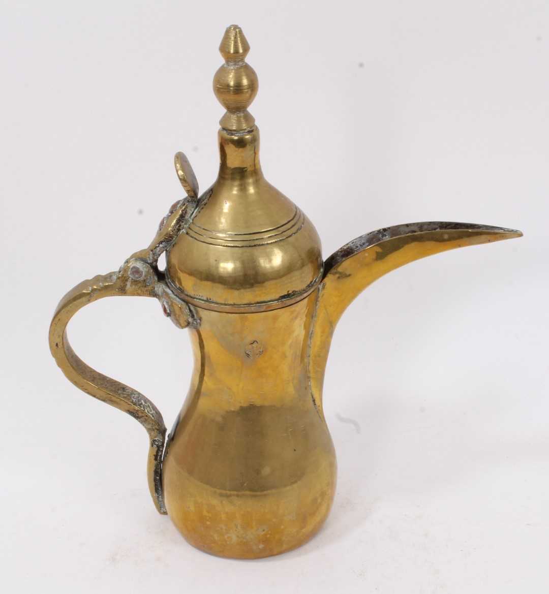 Eastern brass Dallah coffee pot with signature - Image 3 of 4