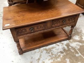 Old Charm two tier coffee/ telephone table with two drawers and Old Charm bookcase (2)