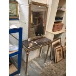 Marble topped gilt dressing table and en-suite mirror